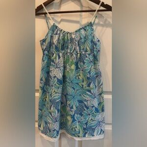 Lilly Pulitzer Tie Front Mini Slip Dress Pick of The Bunch Blue Size Medium
